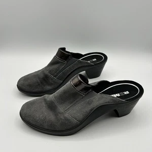 Romika Shoes Women 41 US 11 Gray Leather Suede Mule Heeled Clogs Slip On Comfort - Picture 1 of 10