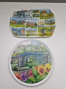 MELAMASTER IRONBRIDGE SHROPSHIRE melamine pot stand &  EMMA BALLS small tray - Picture 1 of 4