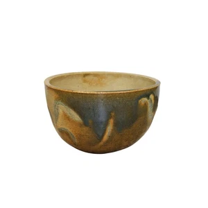 Cuenco pequeño de cerámica artística de estudio vintage, esmaltado, azul, tostado, cobre - Imagen 1 de 5