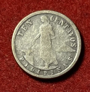 Philippines 10 Centavos 1912 S Silver Coin KM#169 T6958 - Picture 1 of 2