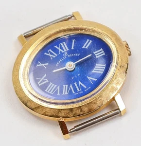 Reloj suizo Charles Bonnet KIF esfera dorada cara azul para reparación - Imagen 1 de 6