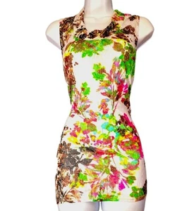 Tianello Quinta Floral Blouse Dress Burnout Briata Cowl Boho Sz L 12 Sleeveless - Picture 1 of 13