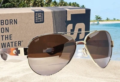 Gafas de sol COSTA DEL MAR dorado/plateado espejo SOUTH POINT polarizadas 580P ¡NUEVAS! Foto 1 de 4