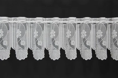 Scheibengardine Meterware nach Maß "Blumenranke Weiß & Gelb" 30/50/60/80/110cm - Bild 1 von 4