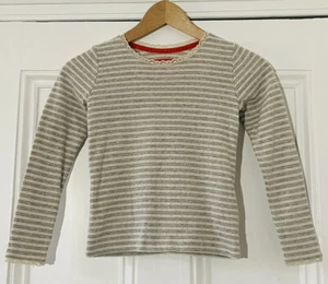 Mini Boden Girls Blue Ivory Gold Striped Thermal Long-Sleeve Top 7-8 Years 128cm - Picture 1 of 12