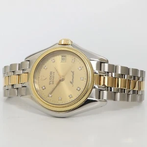 Tudor Monarch 18kt Yellow Gold & Stainless Steel Gold Diamond Dial 26MM 15833 - Picture 1 of 9