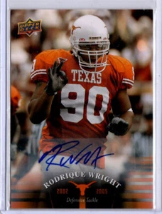2011 UD Upper Deck Universidad de Texas fútbol americano Rodrique Wright automático - Imagen 1 de 1