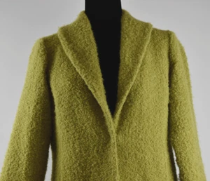 Chaqueta Blazer Eileen Fisher Talla XS Amarillo Lima Difuso Rizado Mezcla Lana Bolsillos - Imagen 1 de 14