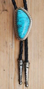TEAL CRACKS COWGIRL RODEO COWBOY BOLOTIE WESTERN BOLO TIE - Picture 1 of 3