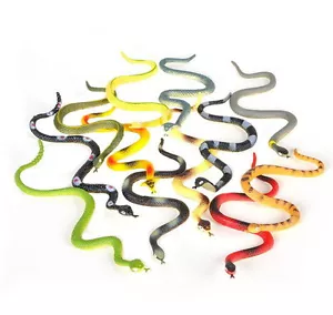 12 RAIN FOREST RUBBER SNAKES 6" REALISTIC FAKE SNAKE HISSING TONGUE, GAG GIFT - Picture 1 of 1