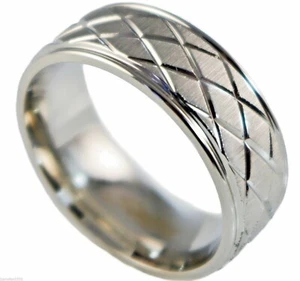 5mm Wedding Band Ladies Ring Criss-Cross Cut 316L Stainless Steel Size 5 T77 - Picture 1 of 1