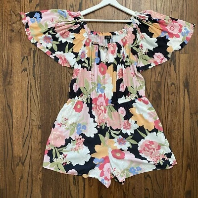 Mono mameluco Jessica Simpson talla 1X general corto floral flores en la bahía Foto 1 de 4