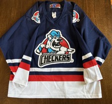 Vintage Charlotte Checkers Embroidered SP Jersey Rare Medium ECHL