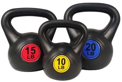 NEW! BalanceFrom Wide Grip Kettlebell Exercise Fitness Weight Set- 10, 15, 20lb