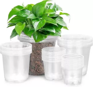50 Pack 3/4/5/6/7" Clear Plastic Nursery Pots Succulents Herbs Flowers Vegetable - Picture 1 of 2