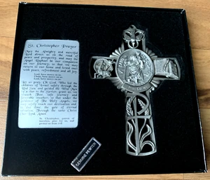 Jeweled Cross Co Catholic Saint St Christopher "Pray for Us" Christian Gift NIB - Picture 1 of 3
