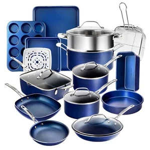 Set di pentole e pentole antiaderenti Granitestone Blue 20 pezzi - Foto 1 di 10