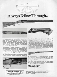1972 Browning BT-99 Trap Shotgun Original Print Ad - Bild 1 von 1