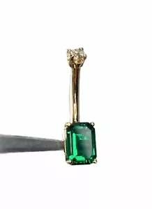 2Ct Emerald Lab Created Emerald  Belly Button Ring 14K Yellow Gold Finish - Picture 1 of 3