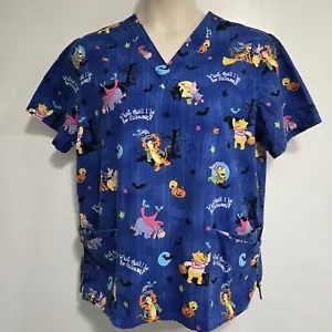 Disney Size Large Winnie The Pooh Halloween Scrub Top Eeyore Tigger Piglet - Picture 1 of 8