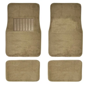 New 4PC Universal Fit Heavy Duty Mocha Carpet Floor Mat Set W/ Vinyl Heel Pad - Picture 1 of 1