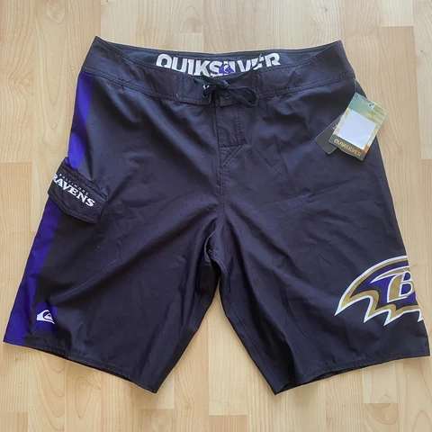 Baltimore Ravens Board Shorts Adult 36 Black Purple Quiksilver Football Mens NWT Cover