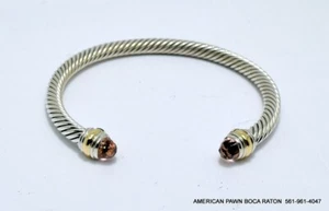 David Yurman Cable Bracelet Silver 14K Yellow Gold & Semiprecious Stone 5mm - Picture 1 of 12