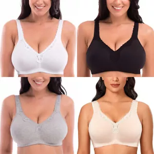 Ladies Plus Size Cotton Rich Full Firm Support Non Wired Non Padded Bra CDEFG GG - Picture 1 of 34