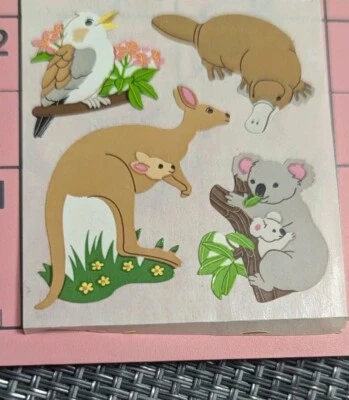 SANDYLION Vintage Sandy Lion Stickers Australian Animals Koala Kangaroo Platypus 1 Module