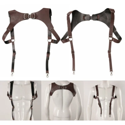 Brown Vintage PU Leather Suspenders Braces Shoulder Strap Belt Harness For Men - Изображение 1 из 4
