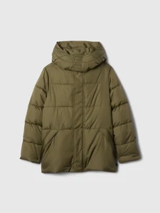 Gap Boys L Olive Green Kids Cold Control Puffer Parka Full Zip Long Sleeve ~ New - Picture 1 of 7