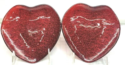 Juego de 2 Piezas Plato de Almuerzo de San Valentín Corazón Rojo Postre Brillante 7" Nuevo Foto 1 de 4