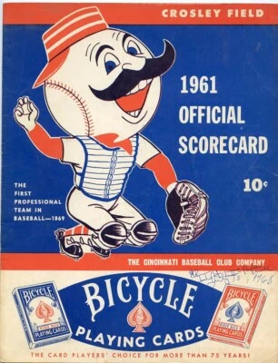 Cincinnati Reds 1961 Scorecard vs. Cardinals Stan Musial Frank Robinson COKE KOA - Image 1 of 4