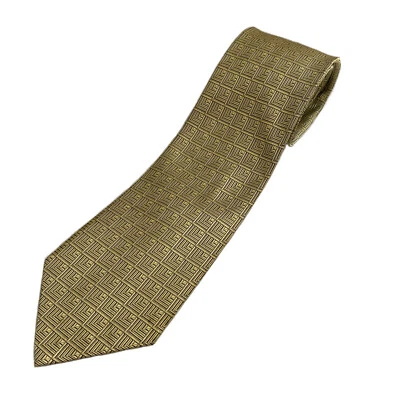 Corbata ajustable geométrica dorada Massini (100 % seda hecha a mano) ancho clásico para hombre Foto 1 de 4