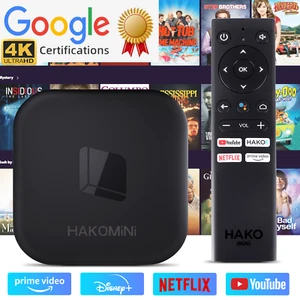 HAKO Android TV box 4K HD Streaming Voice Control Google Assistant Quad Core new - Picture 1 of 15
