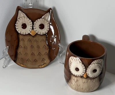 Grasslands Road Owl Plate & Mug Excellent Used Condition 6”x5.5” & 4”T X 5.5”x4” - Image 1 of 4