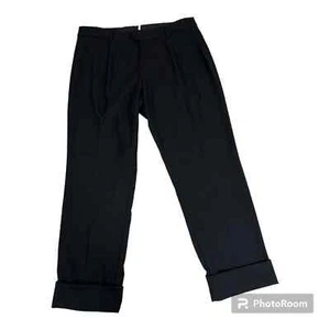 Free People Trouser Pants Women's Onyx Black Rolled Cuff Hem Straight Leg 12 - Picture 1 of 7