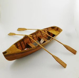 Two Man Rowing Skiff Model Boat 10cm Wide x 30cm Long Hand Made | NEW - Picture 1 of 7