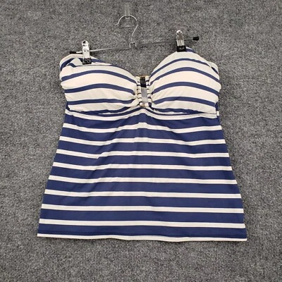 Traje de baño LRL Ralph Lauren para mujer 12 rayas azules dos piezas bandeau tankini natación Foto 1 de 4