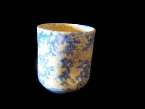 VINTAGE SEAGROVE NC POTTERY CELIA COLE PINCH JUICE GLASS BLUE SPECKED 1988 EXC. - Picture 1 of 5