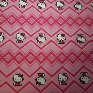 Hello Kitty Sanrio Pink Chevron Stripes Cotton Fabric 1/2 Yard - Picture 1 of 5