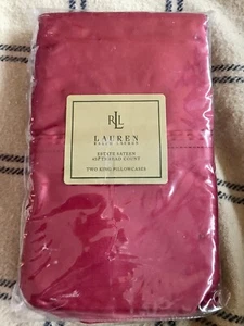 RALPH LAUREN ESTATE SATEEN PAIR OF KING PILLOWCASES ~ HUNTING COAT RED - Picture 1 of 3