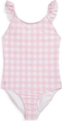 Polo Ralph Lauren kids Gingham Swimsuit Girl's Ruffled white Sizes 2T,3T,10,16 - Image 1 of 2