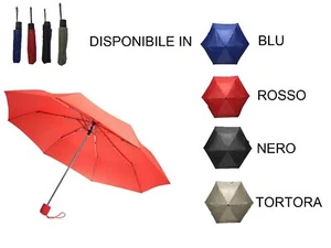 Ombrello Pieghevole Portatile Ombrello Pioggia Uomo Donna Nero Rosso Blu Tortora - Picture 1 of 9