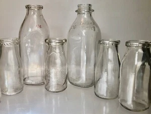 1926-1971 6-teiliges Lot GLAS MILCHFLASCHEN ~ HALBES PINT QUART MONROE STEPHENS - Bild 1 von 11