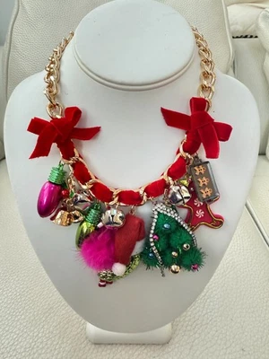Новый с Ярлыками Betsey Johnson Santa Baby Рождество заявление нагрудник ожерелье $168 - Изображение 1 из 4