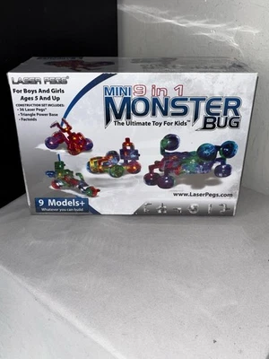 🔥NIB Laser Pegs Mini Monster Bug Kit, 36pc Complete Light-Up Set, 9-in-1 - Image 1 of 4