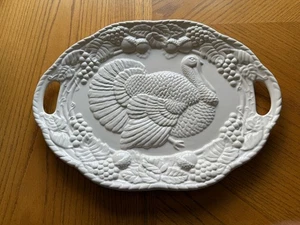 Vintage 21 “ Oval Turkey Platter White Thanksgiving Made In China Original Box - Picture 1 of 11