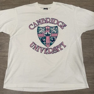 Vintage University Of Cambridge T-shirt Men’s XXL White Single Stitch 90s - Picture 1 of 10