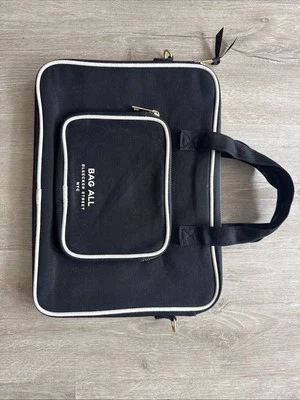 Bag-All NYC Black Canvas Laptop/Document Tote — Striped Interior - Image 1 of 4